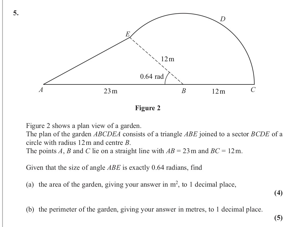 Figure-2-shows-a-plan-view-of-a-garden-Edexcel-A-Level Maths Pure-Question 7-2013-Paper 4.png